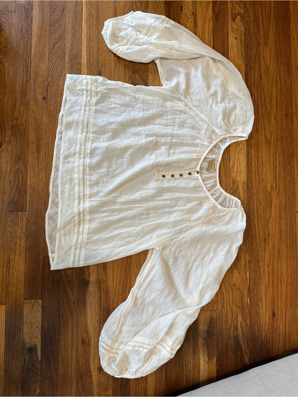 Anthropologie Vanessa Virginia sheer White Long Sleeve Blouse Top Size Large